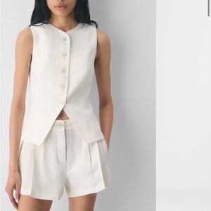 Aritzia Soft Cream Button-Front Vest and Shorts Set